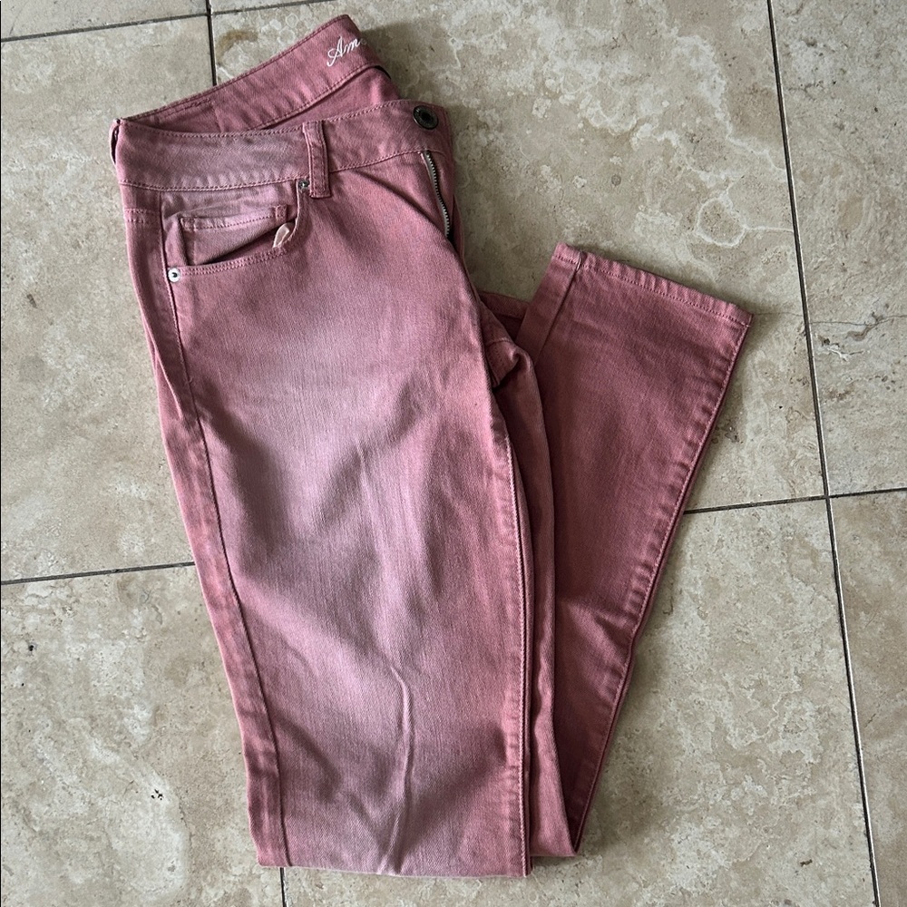 American Eagle pink skinny jeans